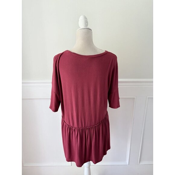 Maroon Gathered Waist Short Sleeve Top XL Excellent Condition - Picture 3 of 4